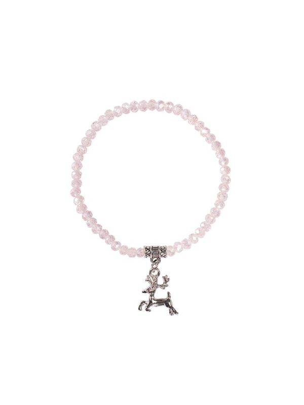 Kristallarmband mit Hirsch-Anhänger verschiedenfarbig 008464 ~ rosa