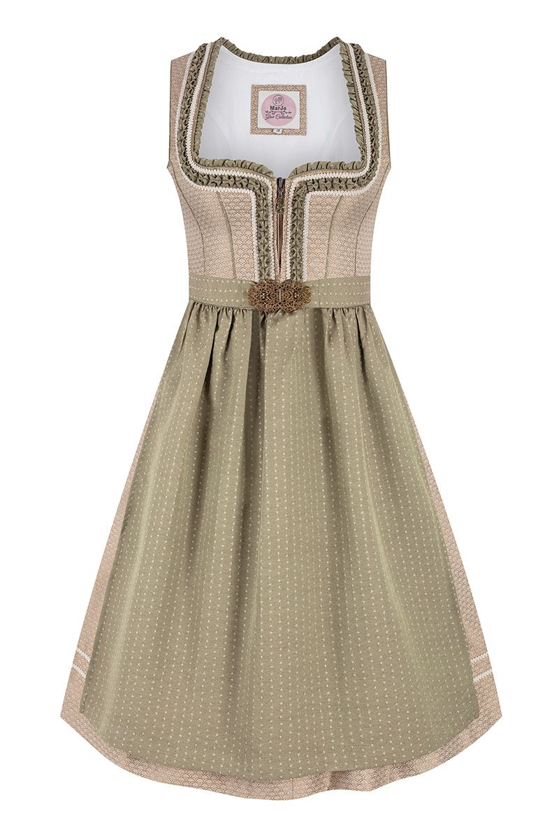 Midi Dirndl 65 cm taupe salbei Leni 015773 ~ 42