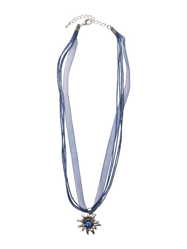 Collier mit Edelweissanhänger 000157 ~ dunkelblau