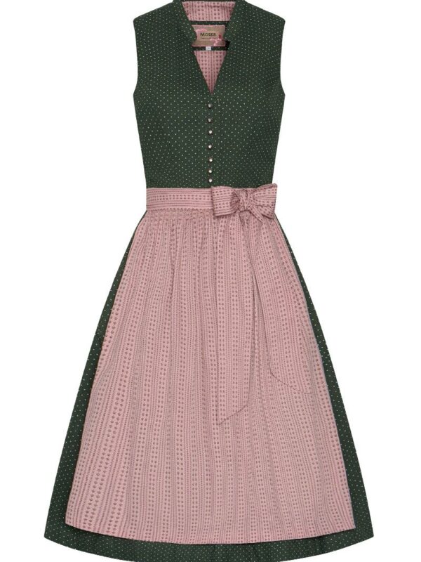 Midi Dirndl 65 cm grün altrosa Valentina 014425 ~ 40