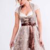 Mini Dirndl 60 cm taupe metallic geblümt Josce 014920 ~ 44